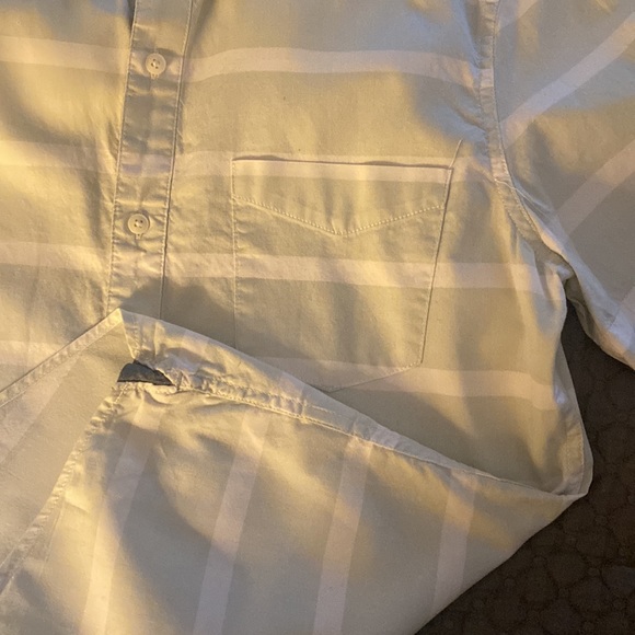 Nordstrom 1901 brands short sleeve shirt in green/cream horizontal stripes Sz M - Picture 2 of 5